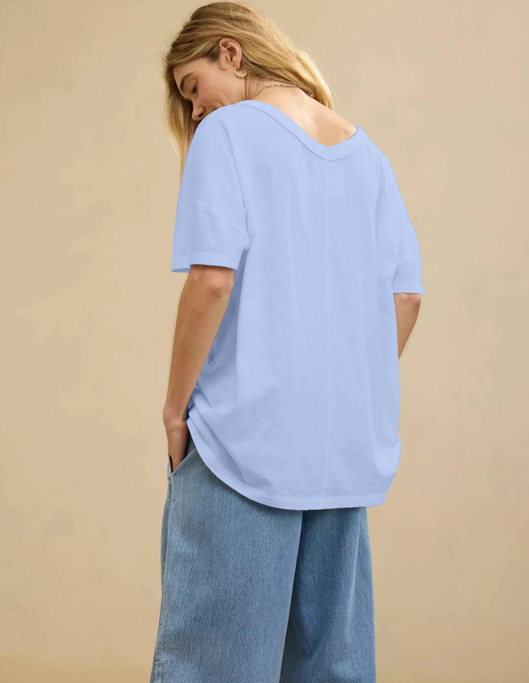 T-shirt femme oversize avec col en V plongeant, coupe décontractée, berg-feldt