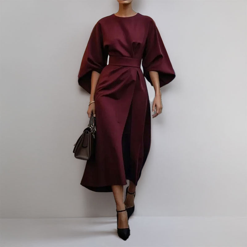 Robe longue Berg-Feldt pour femme avec manches spectaculaires et ceinture à la taille