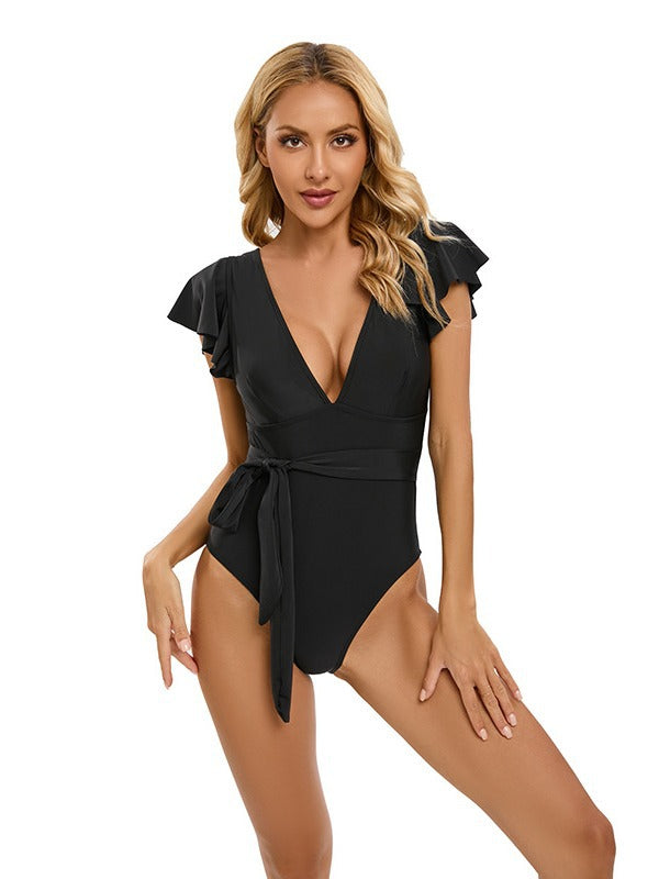 Maillot de bain femme Berg-Feldt avec volants et décolleté plongeant en V
