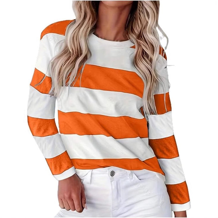 Damen-T-shirt à manches longues décontracté et rayé Berg-Feldt