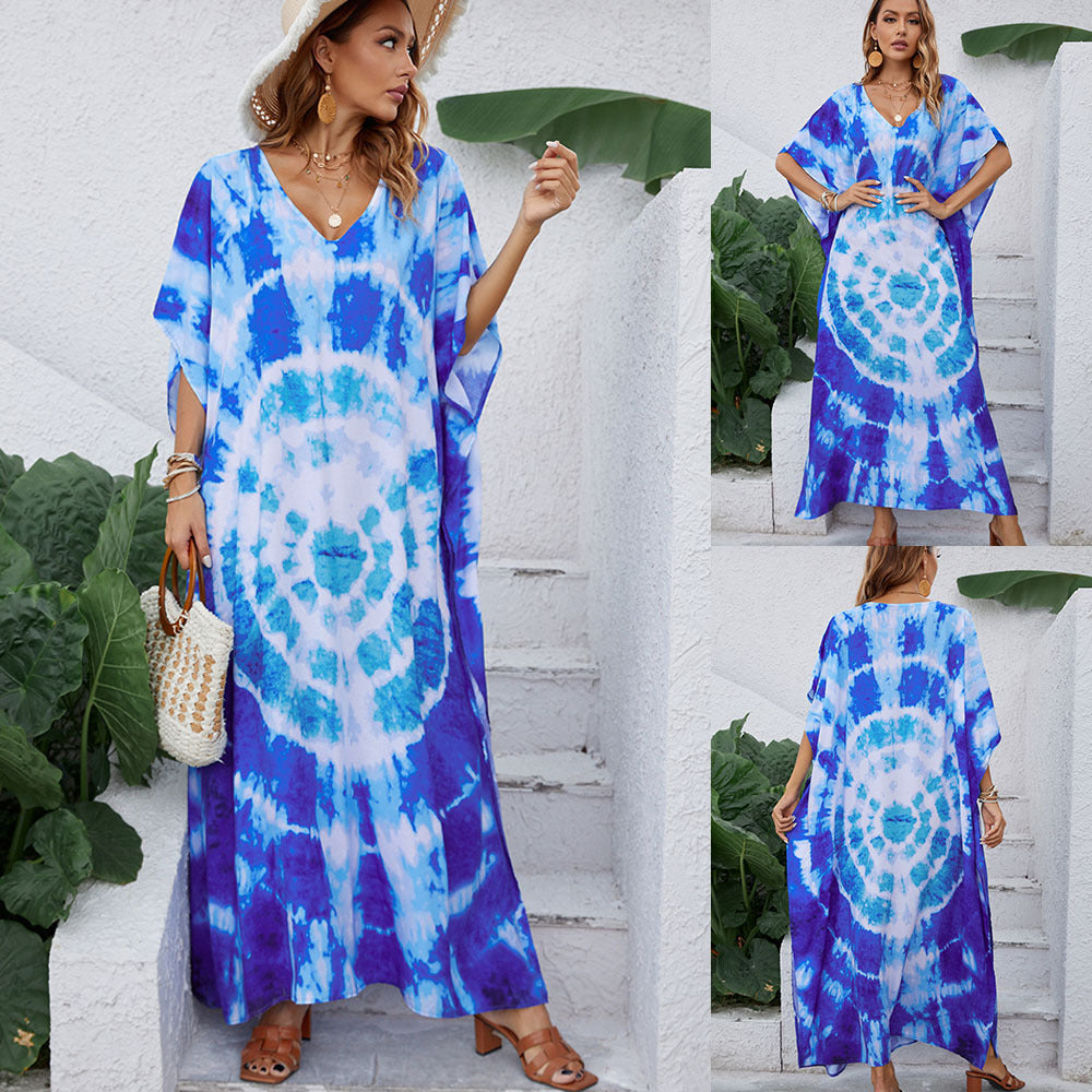 Berg-feldt Damen Maxi Kaftan Kleid im Tie-Dye Look
 - berg-feldt