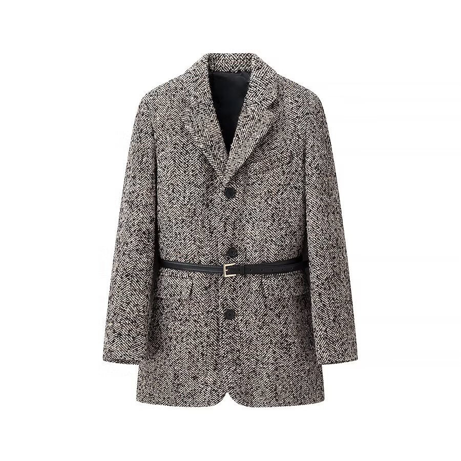 Blazer femme, motif pied-de-poule, texturé, ceinturé, cintré