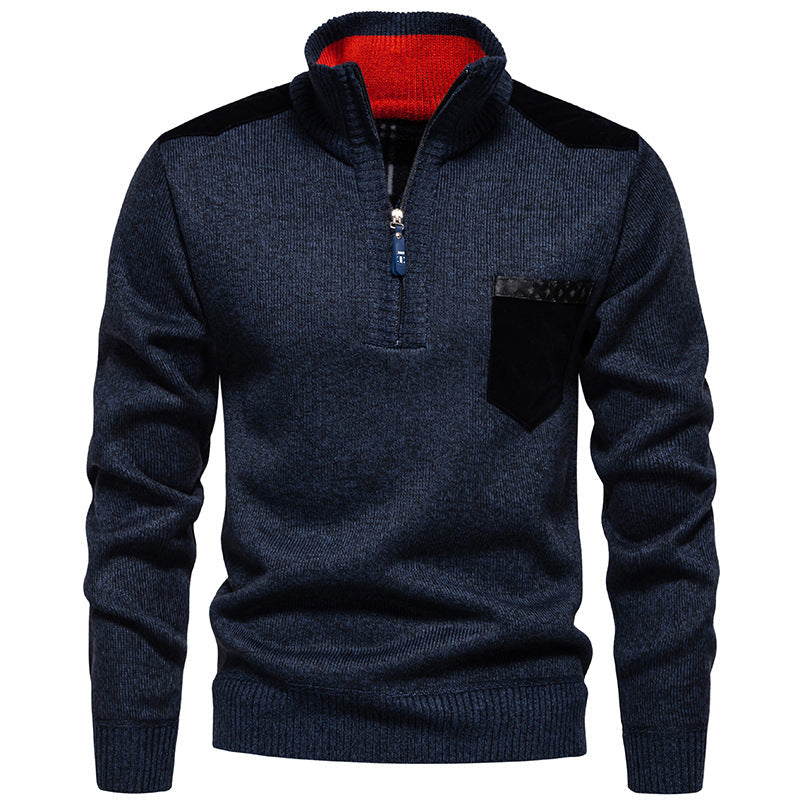 Herren Stehkragenpullover mit kontrastierenden Details und praktischen Taschen Berg-Feldt