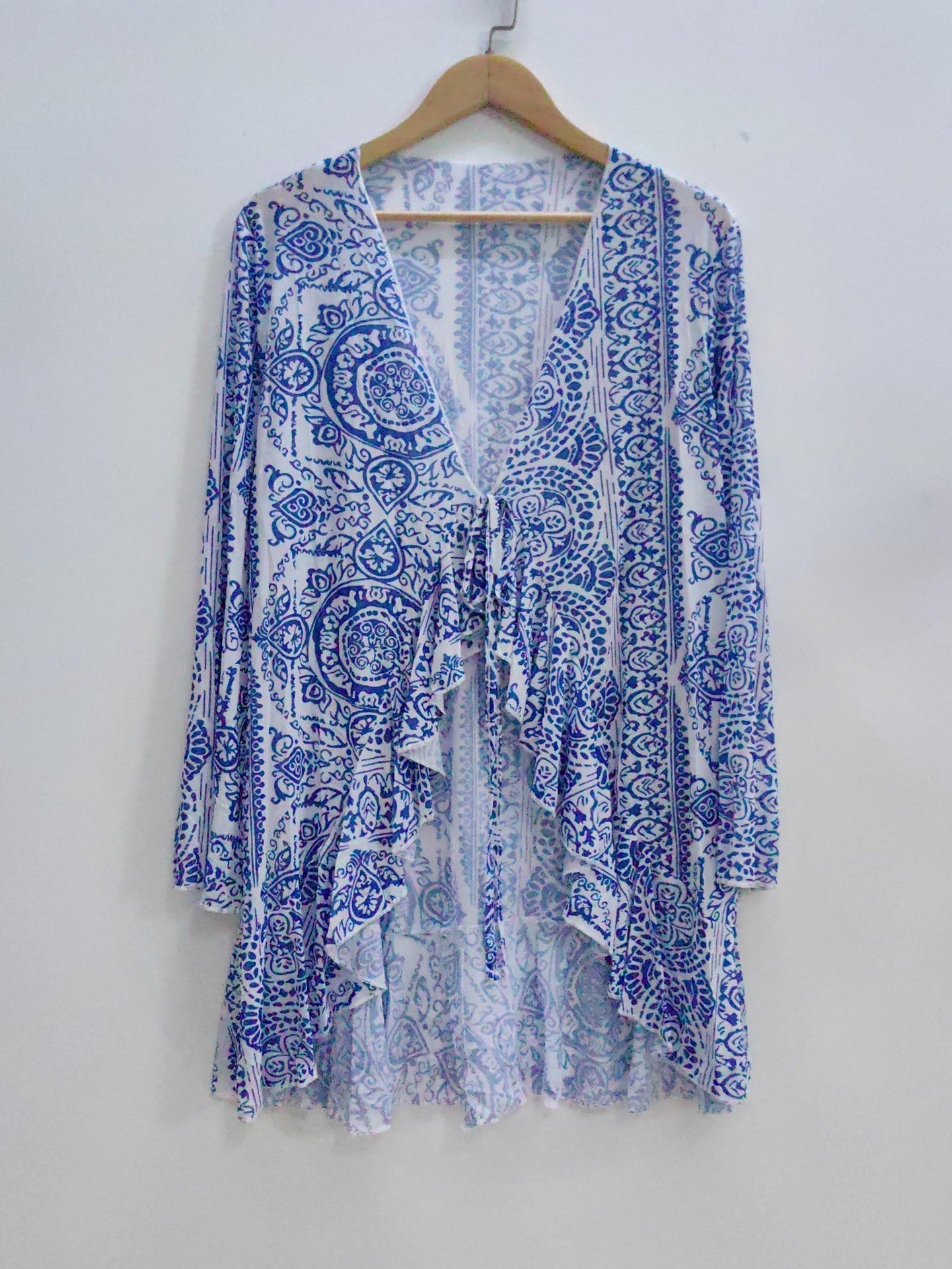 Kimono cache-cœur imprimé bohème pour femme