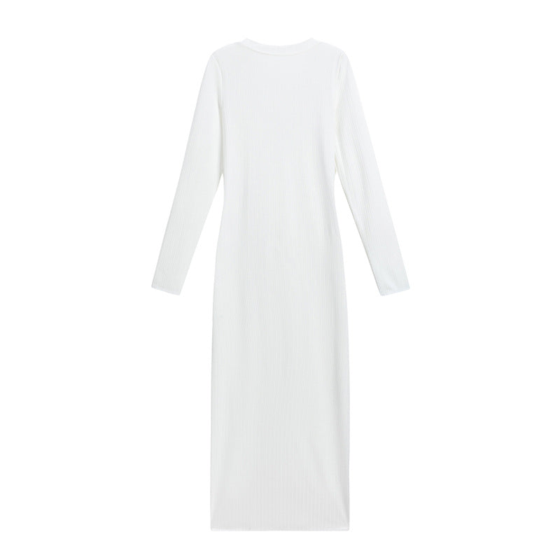 Robe longue côtelée à manches longues Berg-feldt pour femme