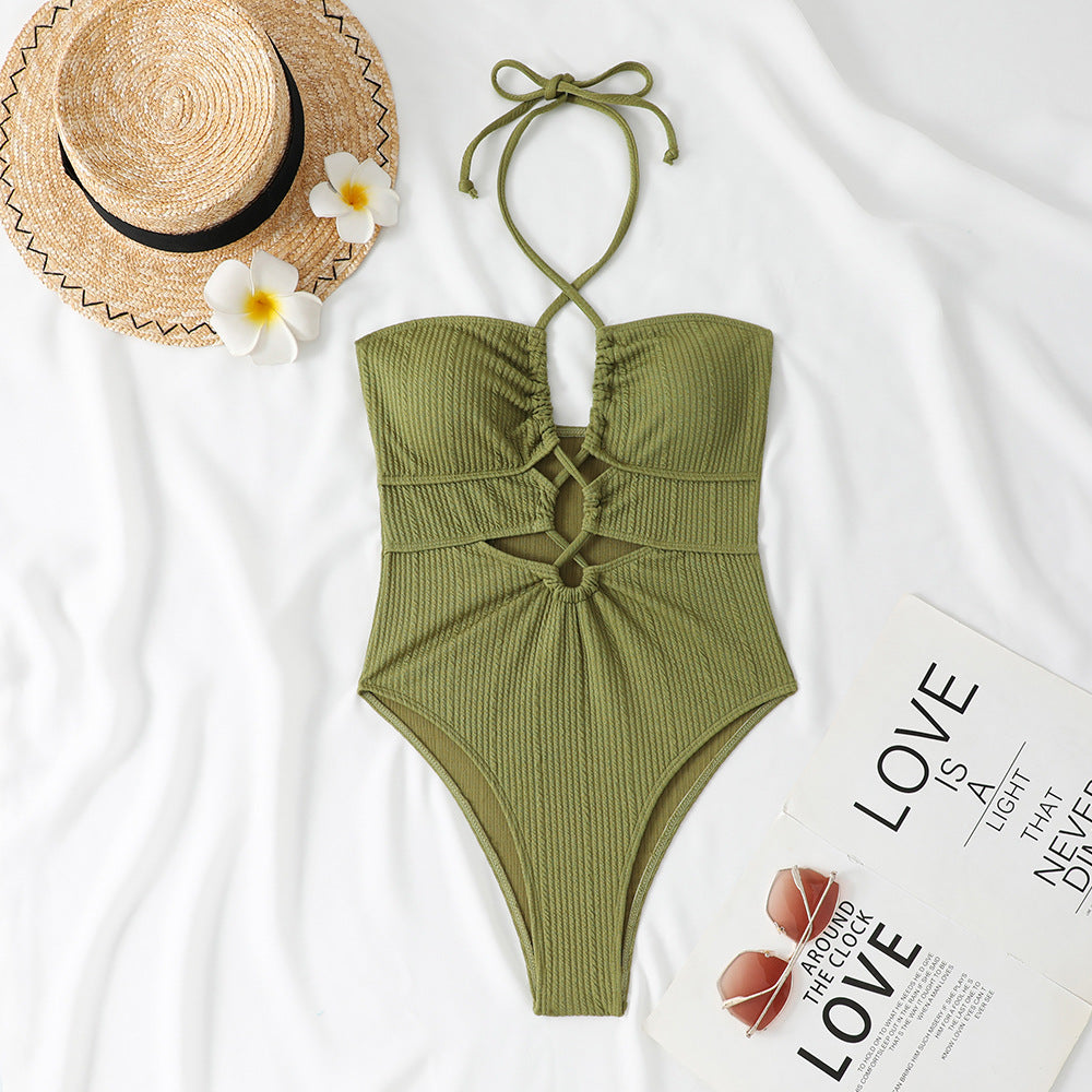 Maillot de bain femme Berg-feldt côtelé, licou et découpes