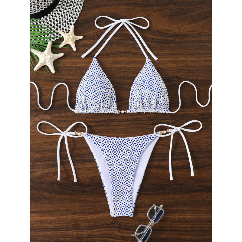 Haut de maillot de bain triangle femme à bretelles réglables et dentelle ajourée délicate berg-feldt