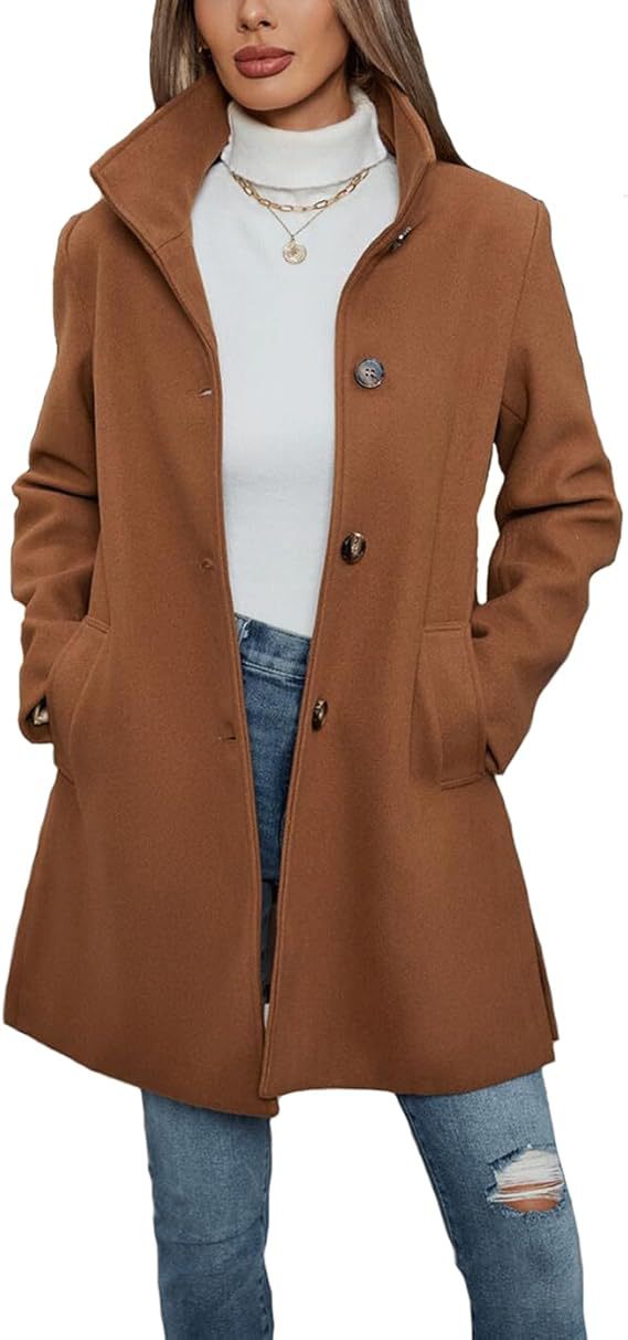 Manteau en laine élégant pour femme avec col montant et poches pratiques Berg-Feldt