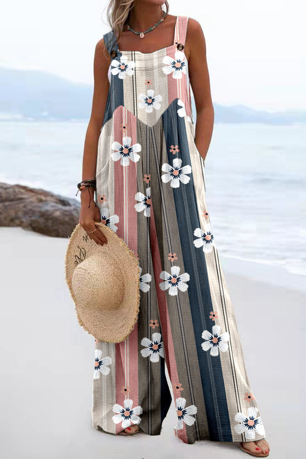 Salopette ample à motif floral et poches pratiques pour femme Berg-Feldt
