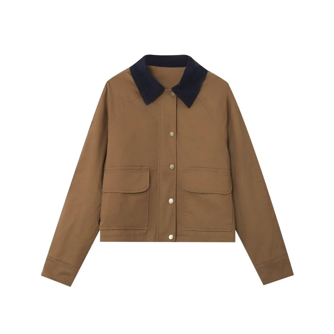 Berg-Feldt Women's Jacket: Veste décontractée de style utilitaire avec col en velours côtelé