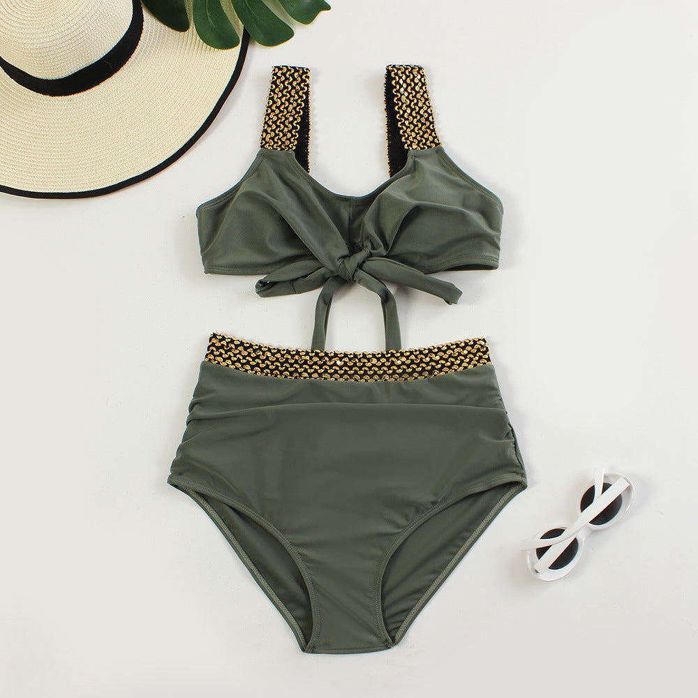Glamourous high-cut bikini for women, with a playful knot and elegant details by berg-feldt