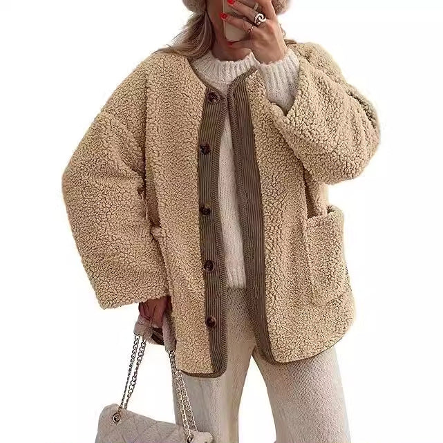 Damen-Teddyjacke douillette avec col assorti Berg-Feldt