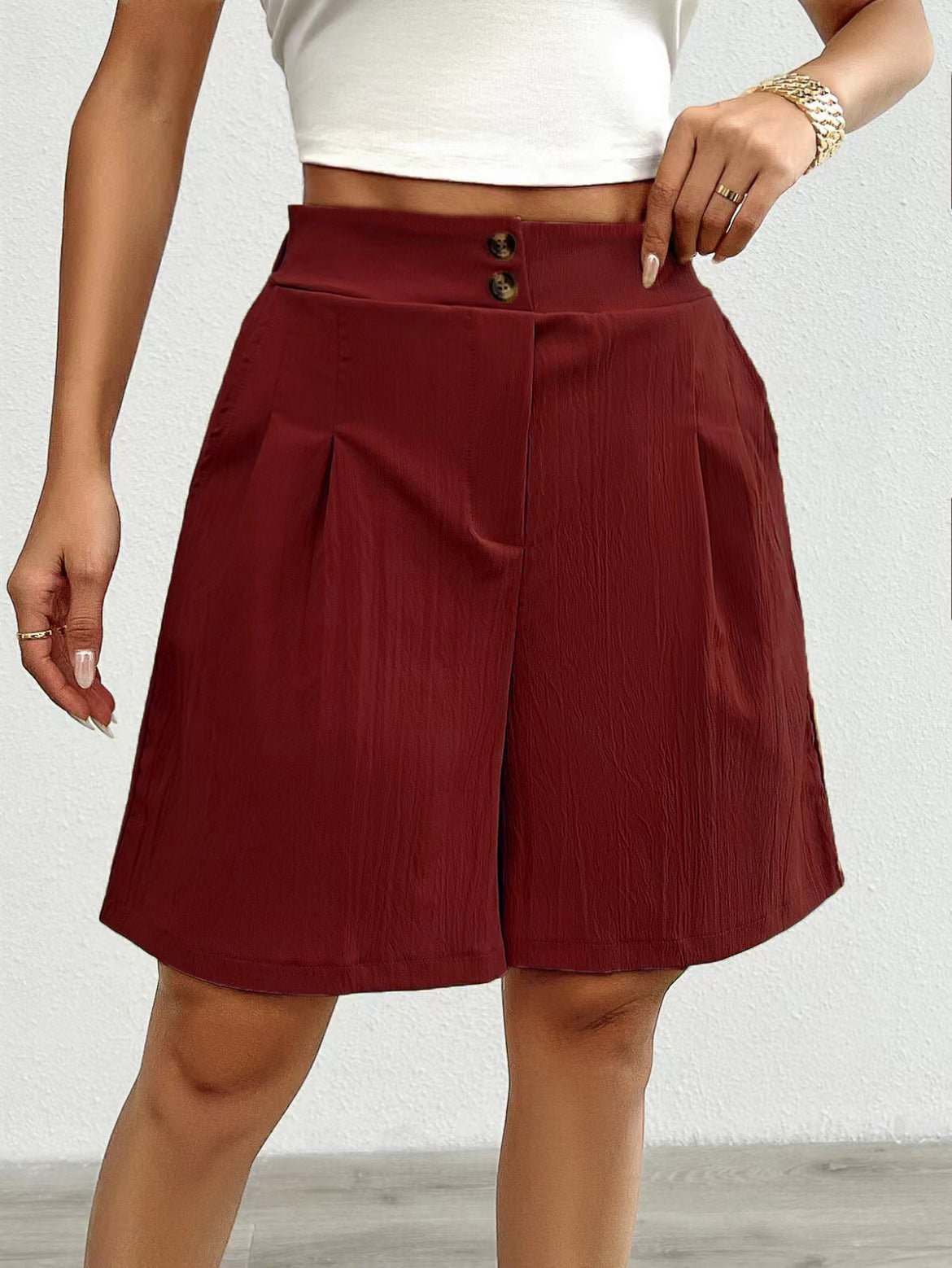 Shorts femme Berg-Feldt : Haute qualité, décontracté, taille haute, boutons décoratifs