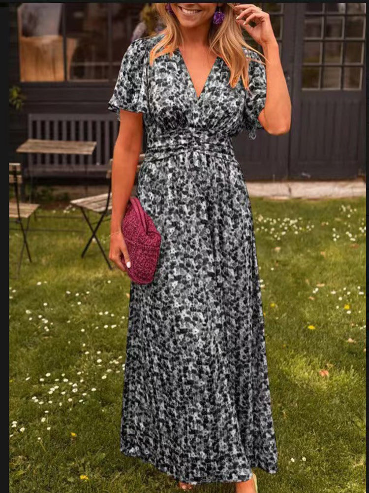 Robe longue pour femme avec col en V et jupe fluide de berg-feldt