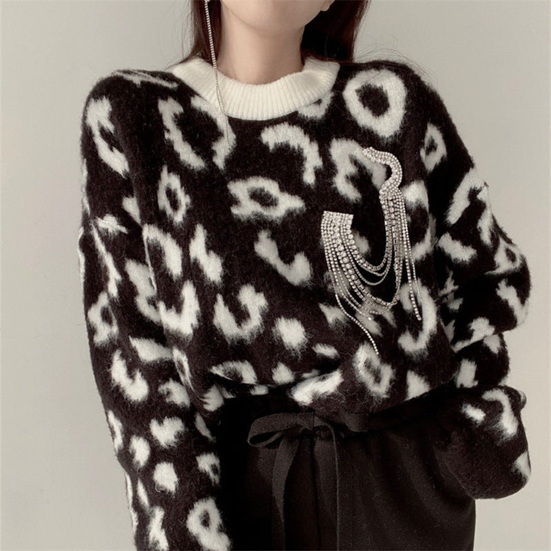 Pull en polaire à imprimé léopard pour femme Berg-Feldt