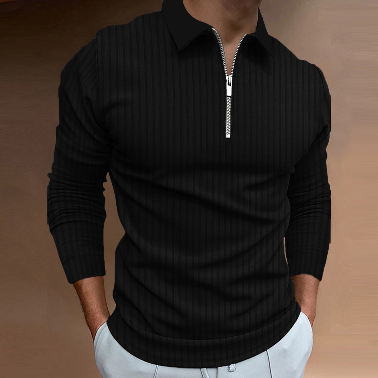 Polo pour homme avec fermeture éclair élégante et design texturé Berg-Feldt