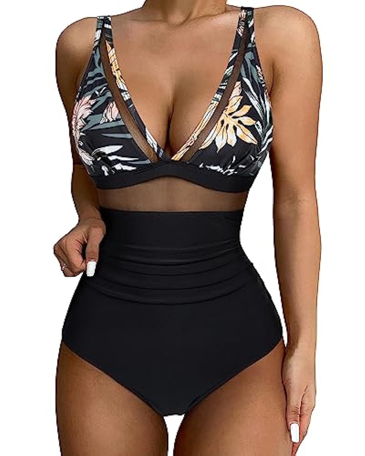 Maillot de bain femme Berg-Feldt avec empiècements en mesh et coupe moulante