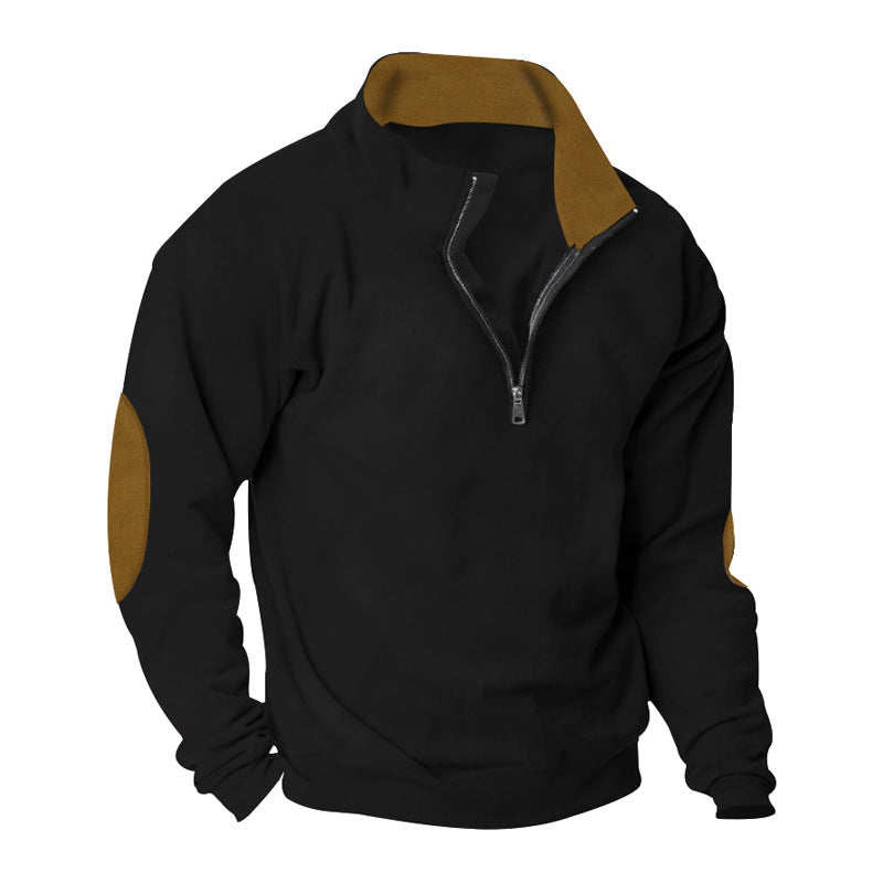 Herren Fleece Sweatshirt mit Stehkragen und schicken Kontrastärmel Berg-Feldt