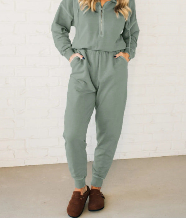 Bequemer Damen Jumpsuit mit kurzem Reißverschluss und elastischem Bund von berg-feldt