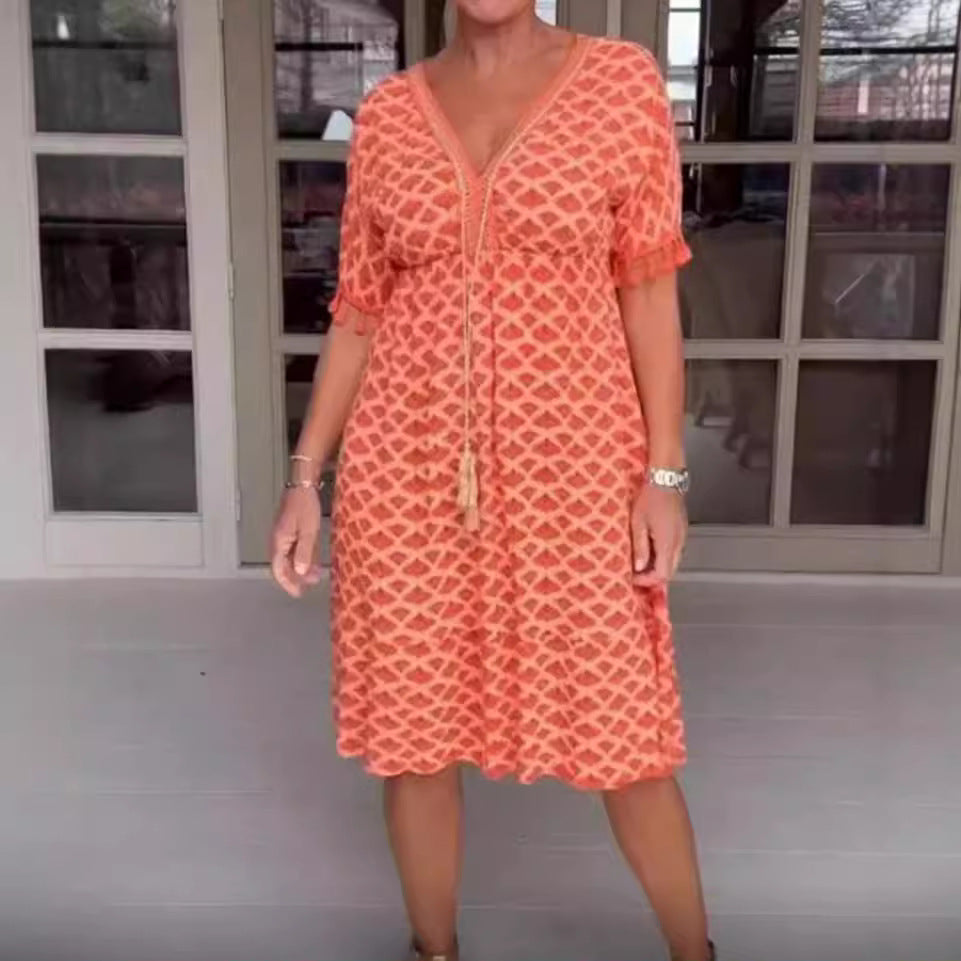 Robe d'été pour femme : décontractée, avec jupe évasée et franges délicates de berg-feldt