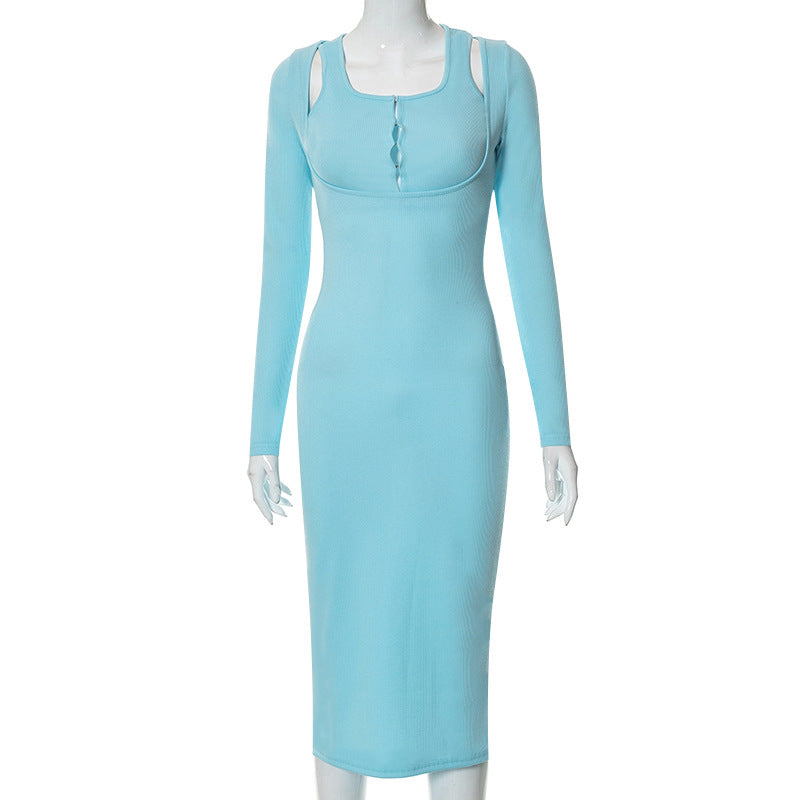 Berg-Feldt Robe Midi Femme Manches Longues et Découpes