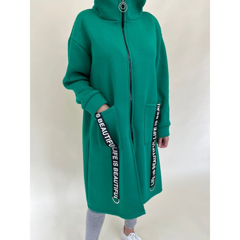 Berg-Feldt | Taschen Design Hoher Kragen Lange Kapuzen Sweatshirtjacke