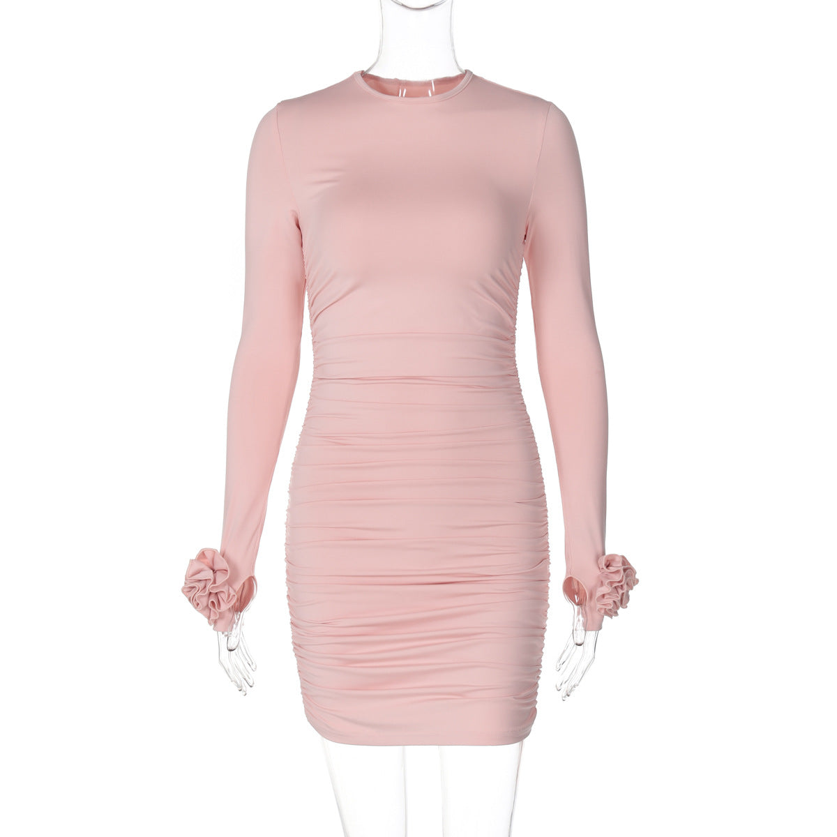 Kurzes figurbetontes Kleid für Damen mit Rüschen und langen Ärmeln von berg-feldt