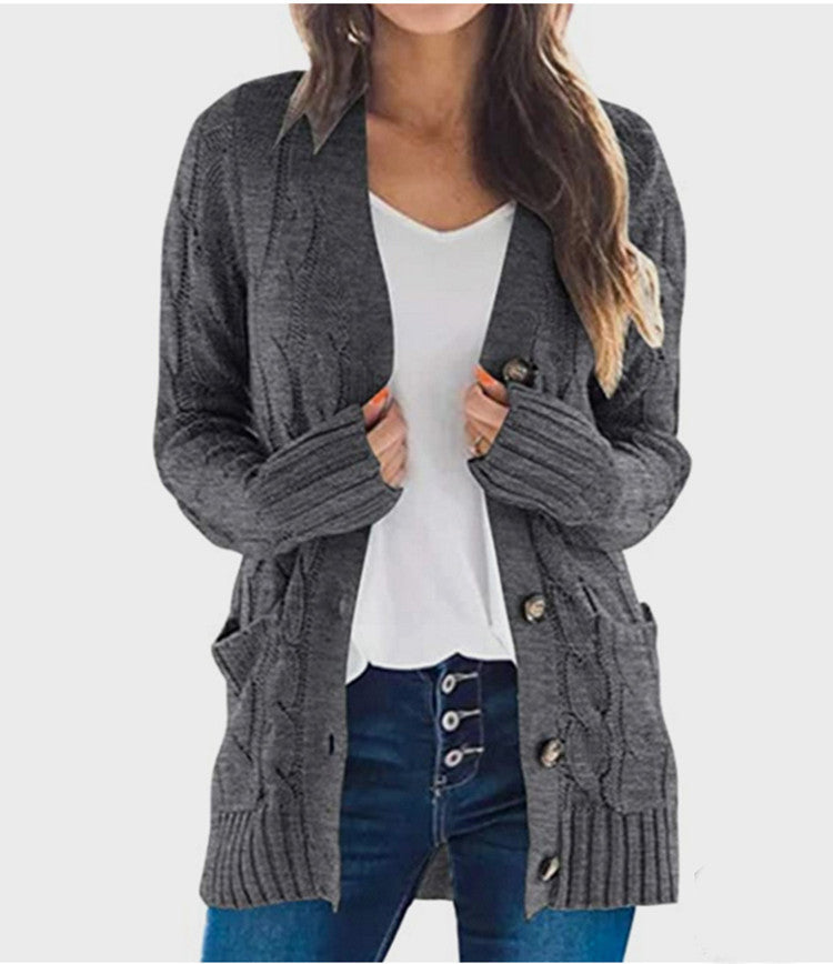 Damen Strickjacke mit Zopfmuster und praktischen Taschen Berg-Feldt