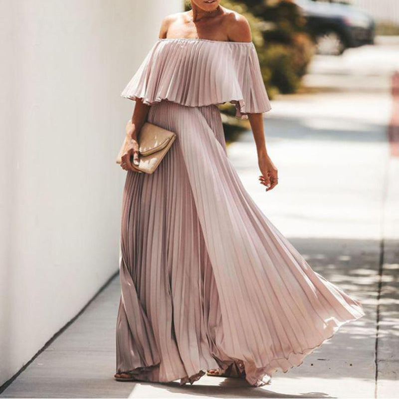 Robe longue femme Berg-Feldt plissée asymétrique et épaules dénudées