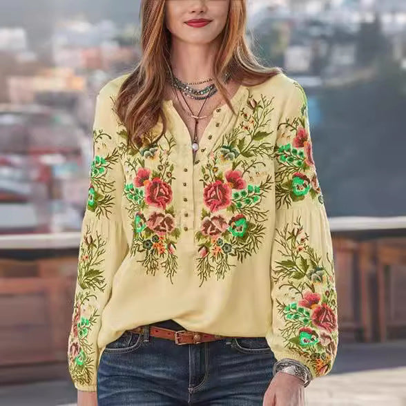 Blouse bohème pour femme avec broderies et détails boutonnés par berg-feldt