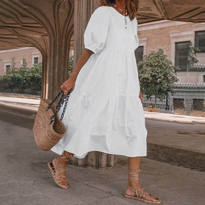 Robe longue pour femme : fluide, cintrée, à volants de berg-feldt