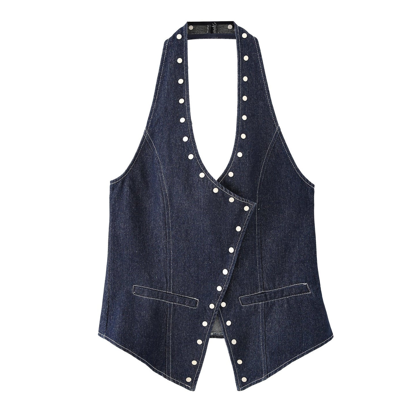 Gilet de travail en jean pour femme avec boutons-pression décoratifs berg-feldt