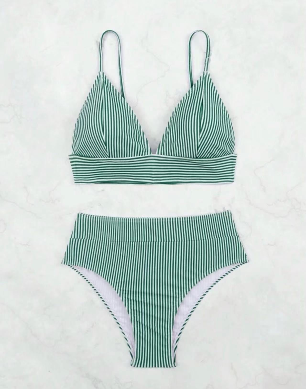Berg-Feldt Bikini rayé taille haute pour femme