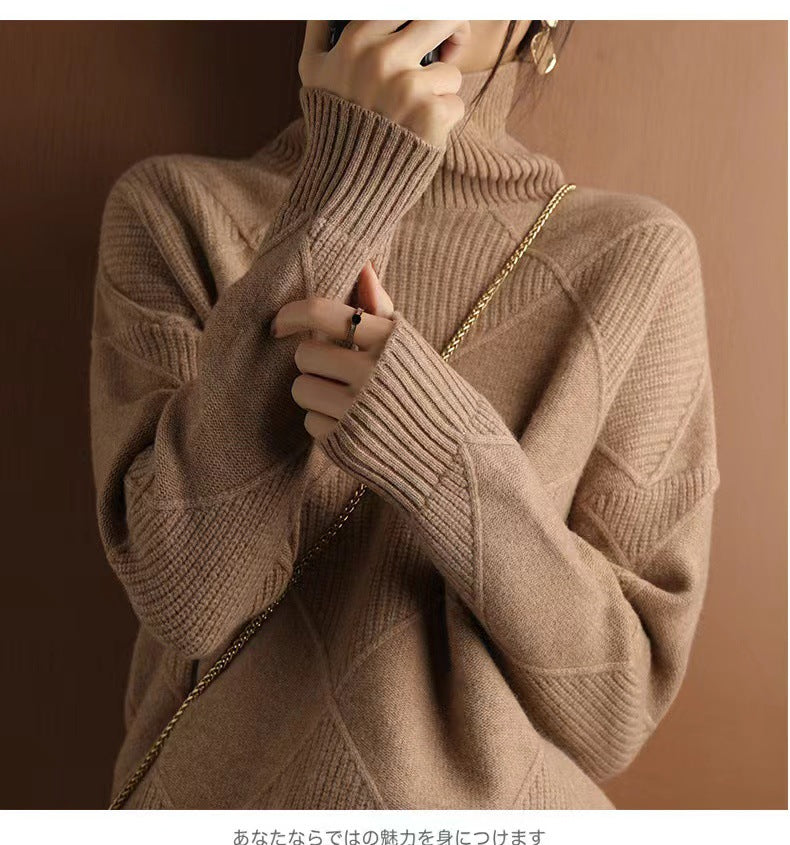 Pull en grosse maille pour femme avec col roulé chic et motif structuré Berg-Feldt