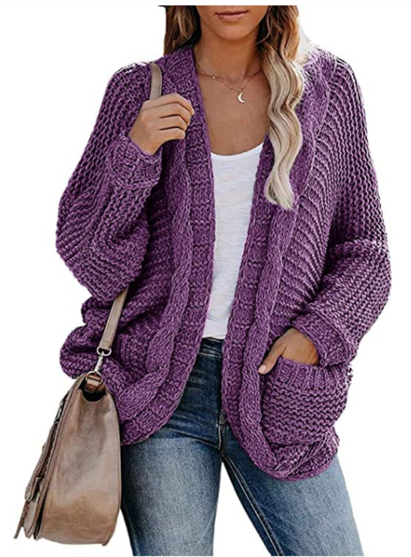 Cardigan femme en grosse maille aux contours décontractés et grandes poches Berg-Feldt