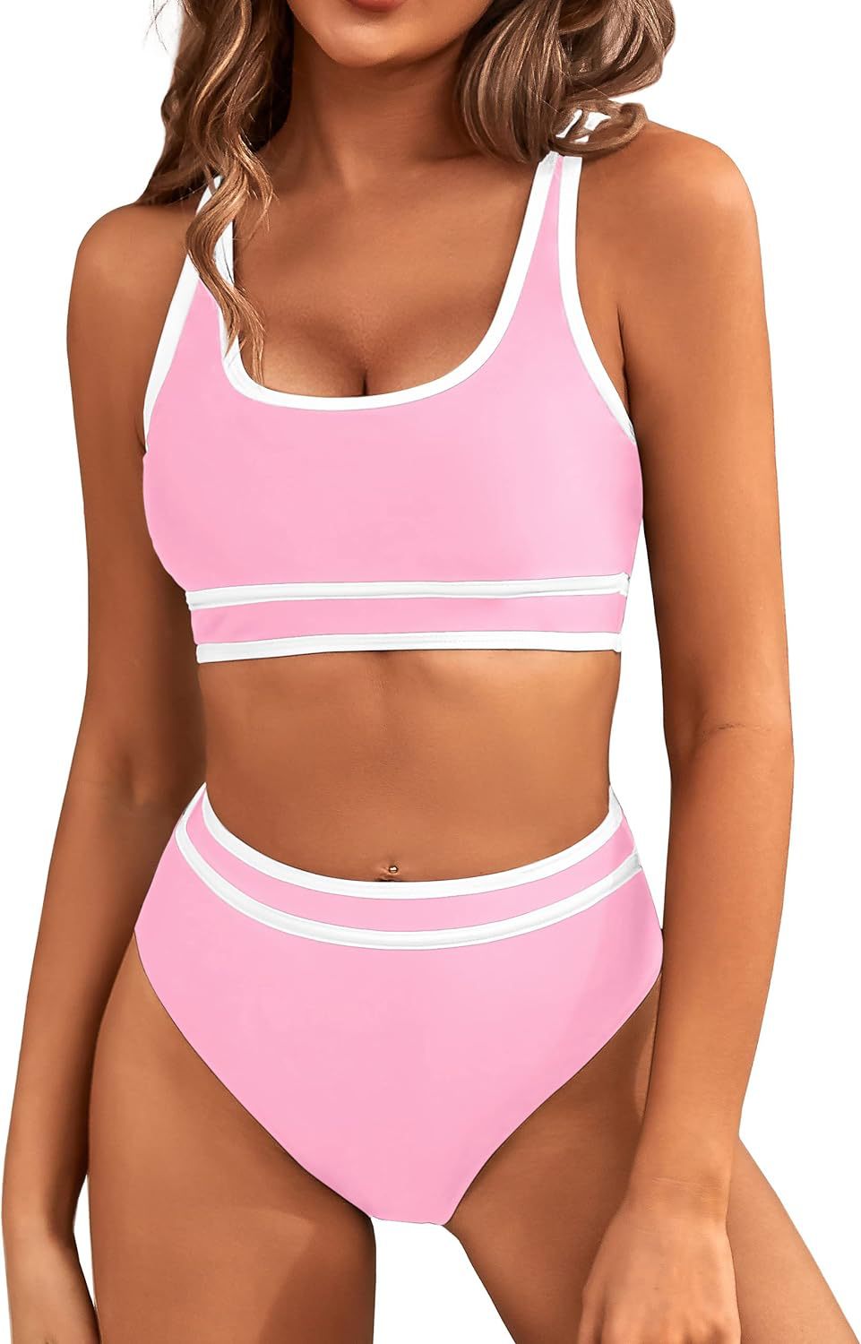 Haut de maillot de bain sportif pour femme avec larges bretelles et échancrure haute de berg-feldt