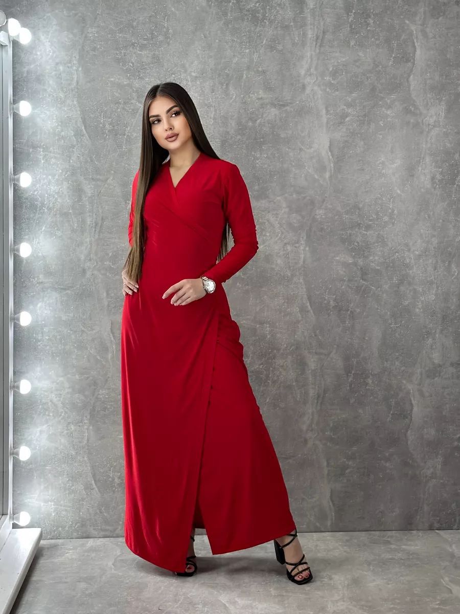 Elegant wrap dress for women with a deep V-neck and gathering by berg-feldt