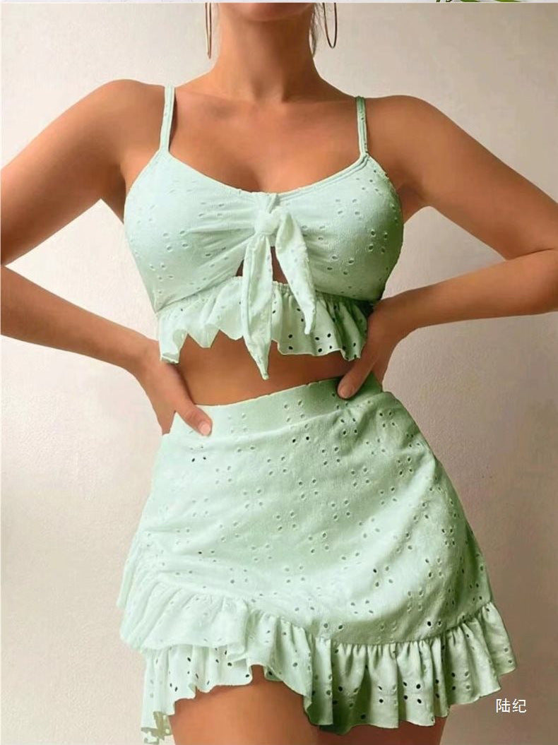 Ensemble crop top et jupe Berg-Feldt pour femme avec volants