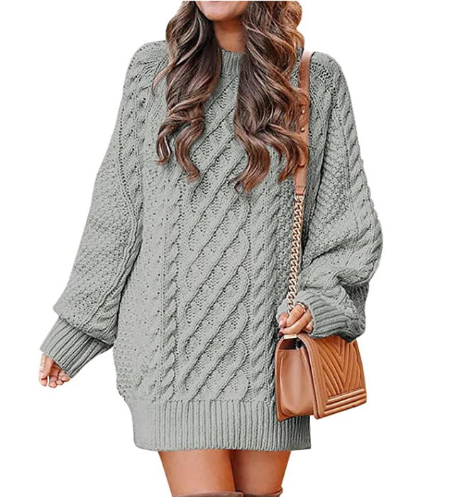 Women's chunky knit sweater with voluminous sleeves and decorative cable pattern Berg-Feldt