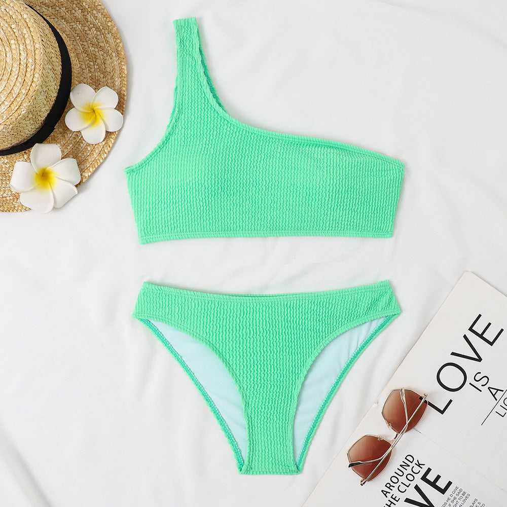 Berg-Feldt Ensemble de bikini côtelé asymétrique pour femme 1750839266