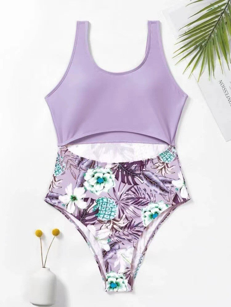 Badeanzug für Damen: Einteiler mit modischem Crop-Top und Blumenmuster von berg-feldt