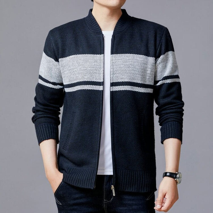 Herren Strickjacke mit modernem Zipper und strukturiertem Design Berg-Feldt