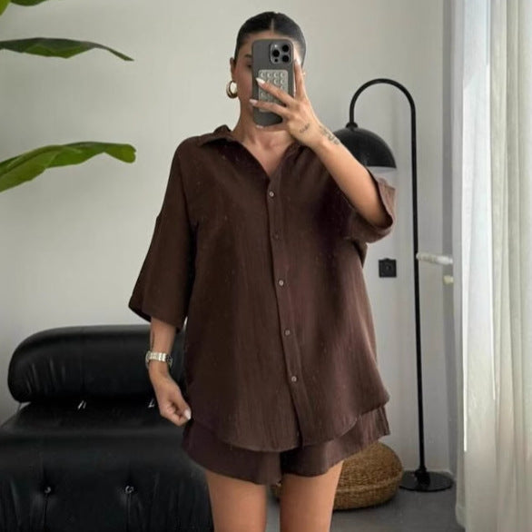 Elegantes und luftiges Damen-Kurzarm-Blusen-Shorts-Set von Berg-Feldt
