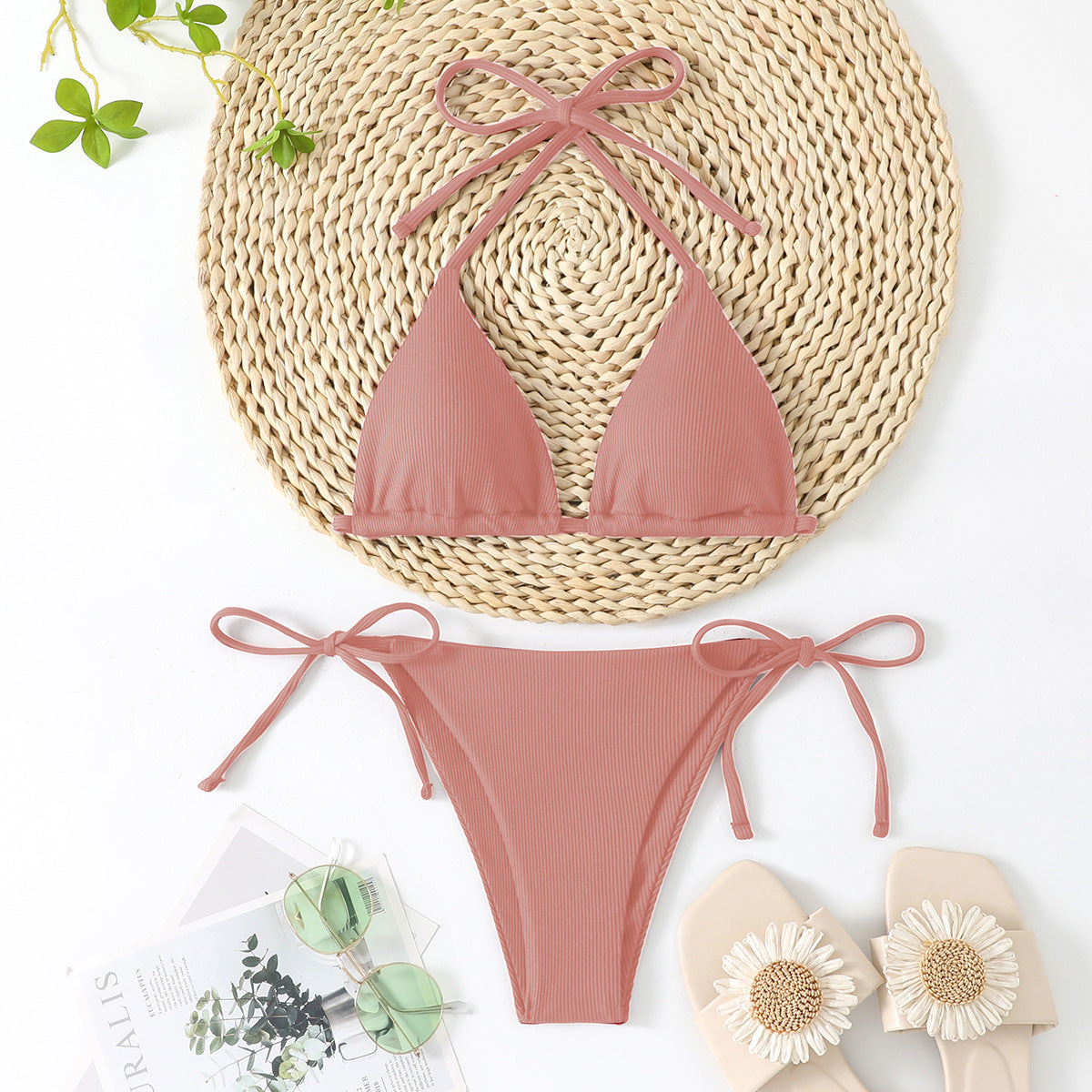 Berg-Feldt Ensemble de bikini triangle côtelé pour femme 1750840293