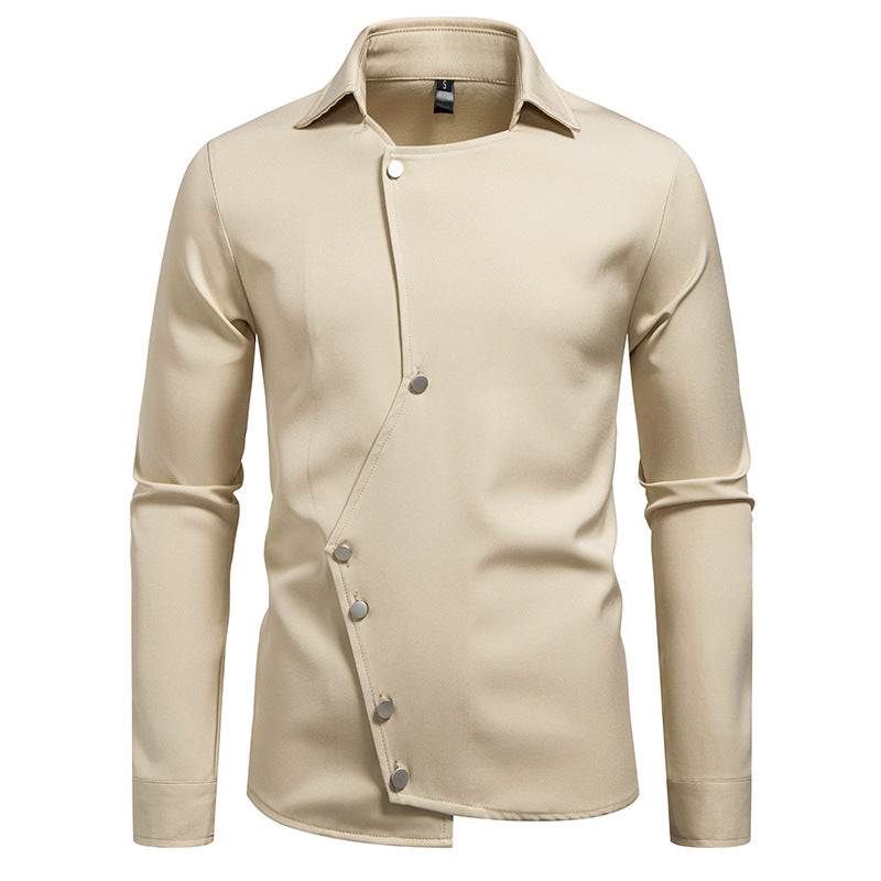 Chemise innovante à manches longues pour hommes avec fermeture boutonnée asymétrique Berg-Feldt