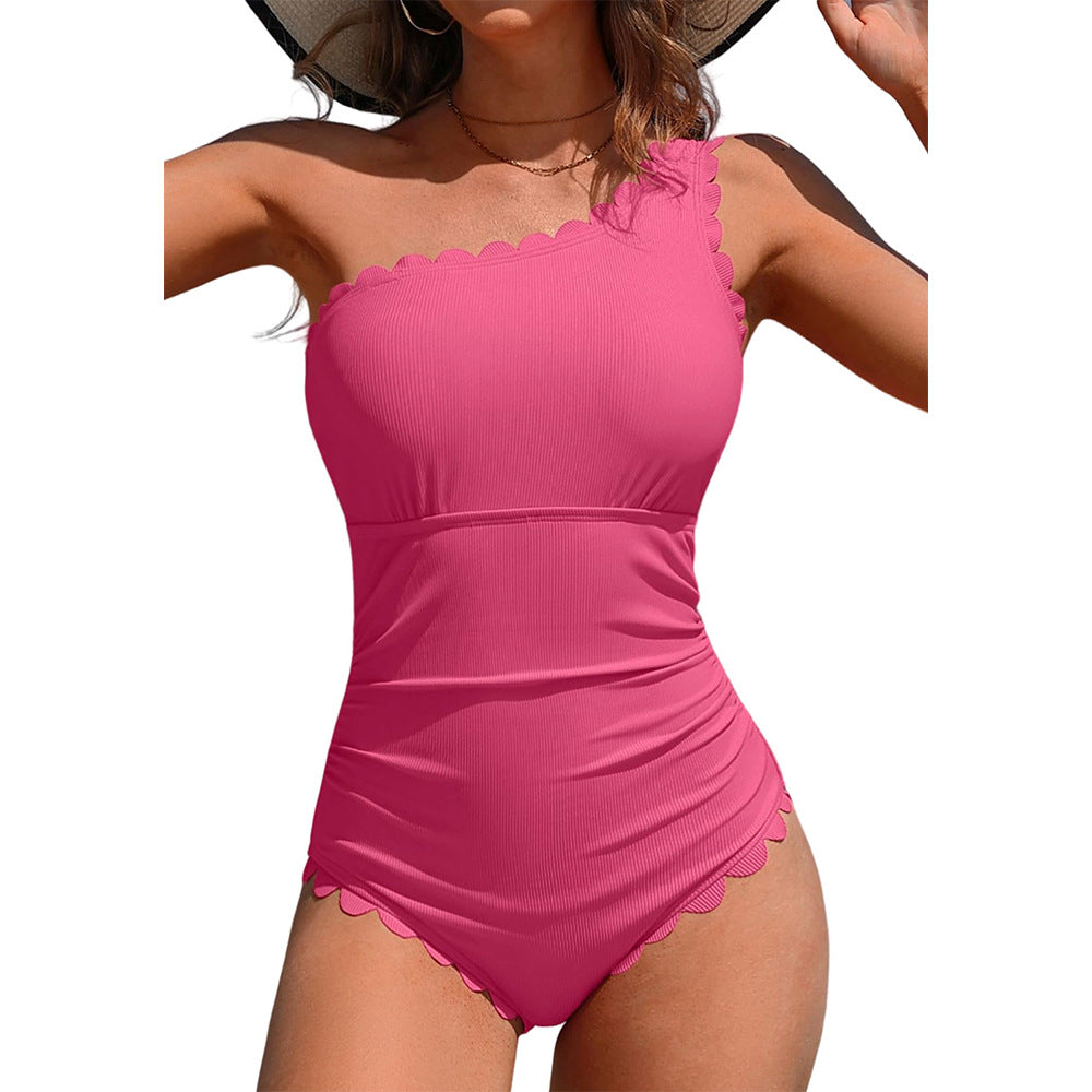 Maillot de bain femme Berg-Feldt à volants et décolleté asymétrique (une épaule)