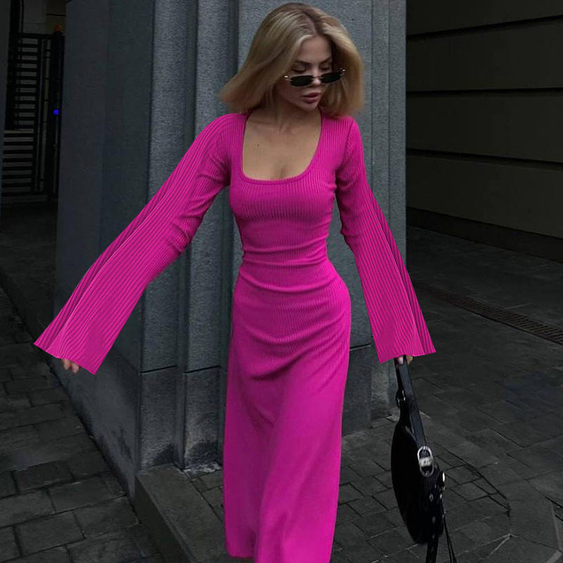 Robe longue pour femme avec manches évasées et buste froncé Berg-Feldt