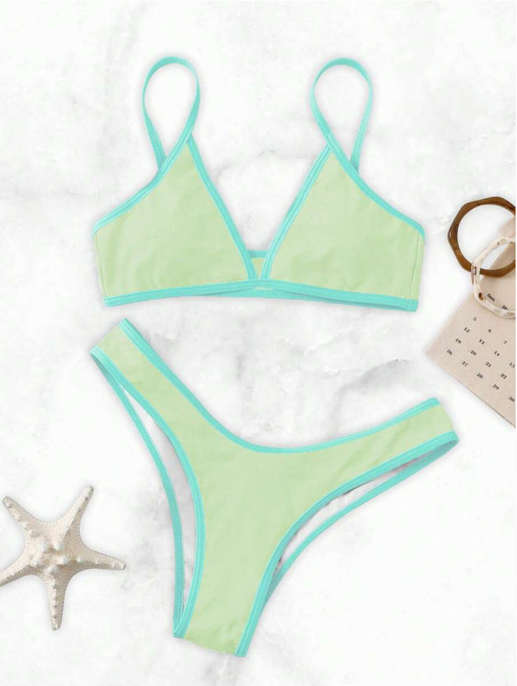 Berg-Feldt Ensemble Bikini Triangle pour Femme avec Détails Contrastés