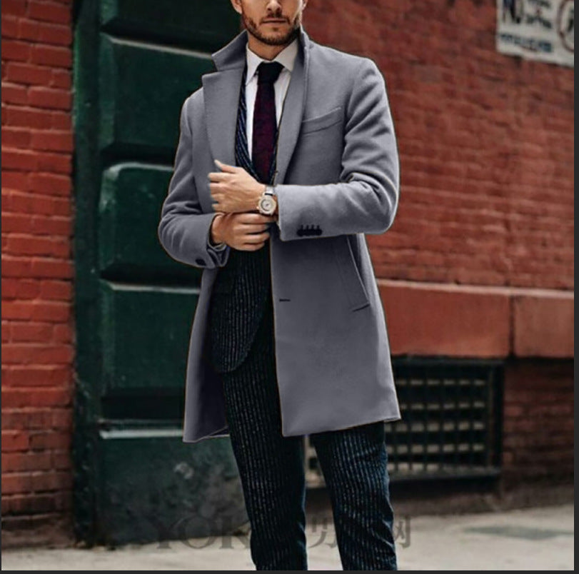 Herren eleganter Wollmantel mit schickem Revers und praktischen Eingrifftaschen Berg-Feldt