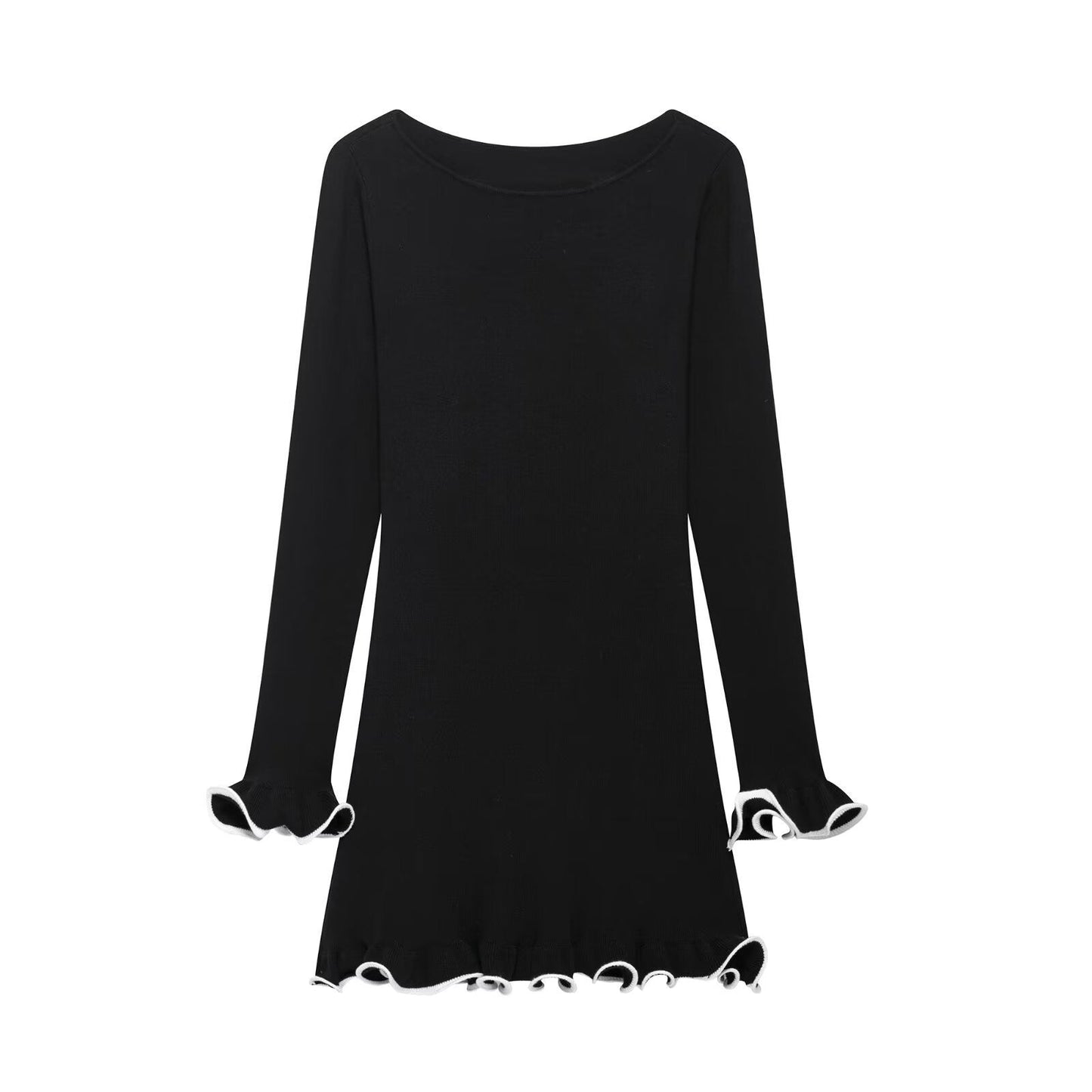 Robe courte pour femme à manches trompette et ourlet froncé de berg-feldt